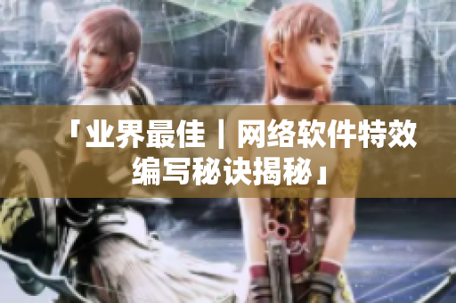 「业界最佳｜网络软件特效编写秘诀揭秘」