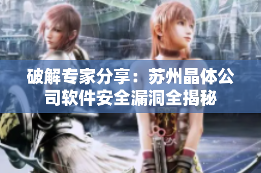 破解专家分享：苏州晶体公司软件安全漏洞全揭秘