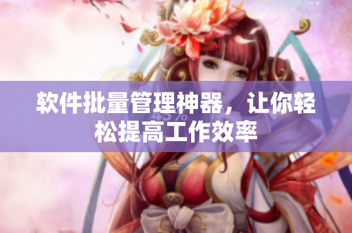 软件批量管理神器，让你轻松提高工作效率