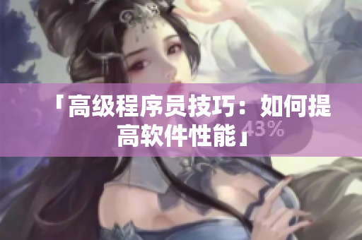 「高级程序员技巧：如何提高软件性能」