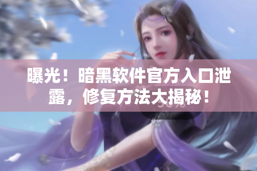 曝光！暗黑软件官方入口泄露，修复方法大揭秘！
